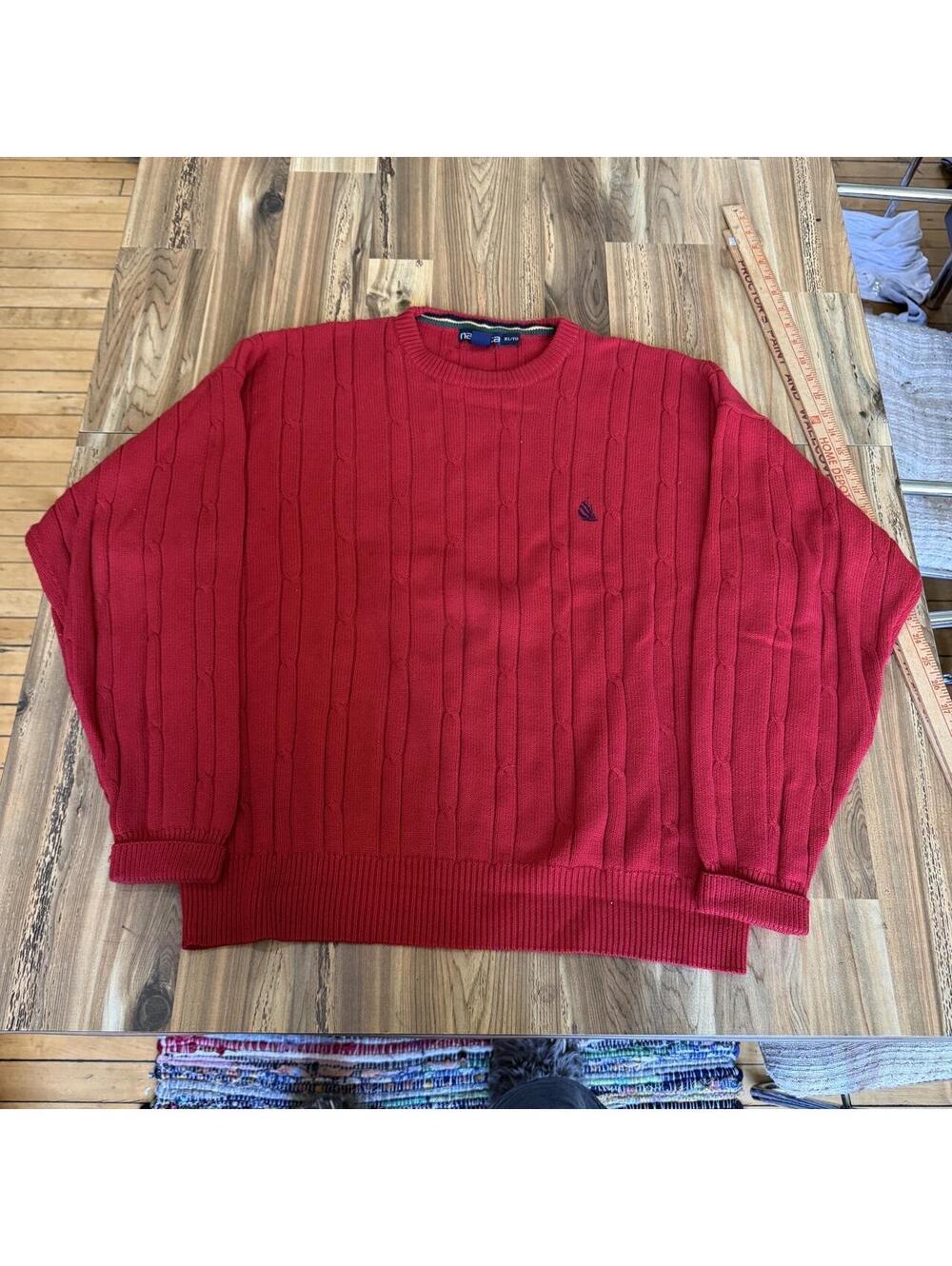 Y2K Nautica red cable knit sweater